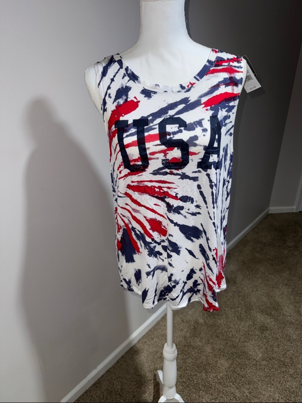 USA Tie-Dye Red & Navy Tank Top